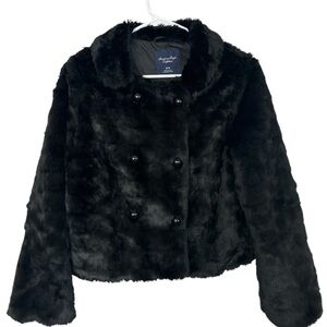 American Eagle Faux Fur Jacket  Black Cropped Womens